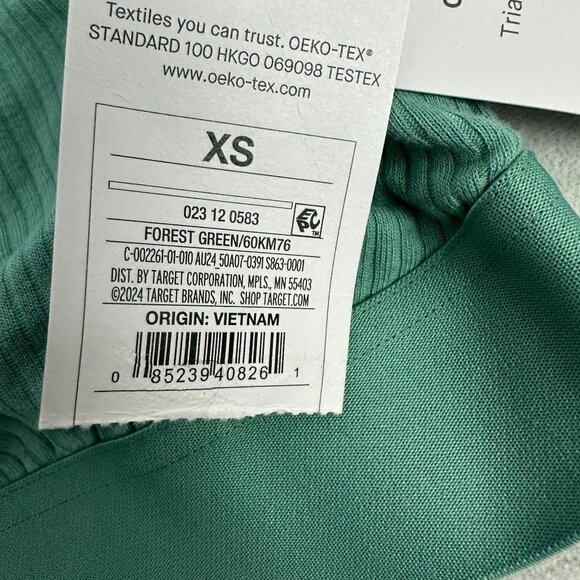 Auden Unlined Triangle Bralette XS Forest Green Adjustable Straps Ribbed - Picture 3 of 14